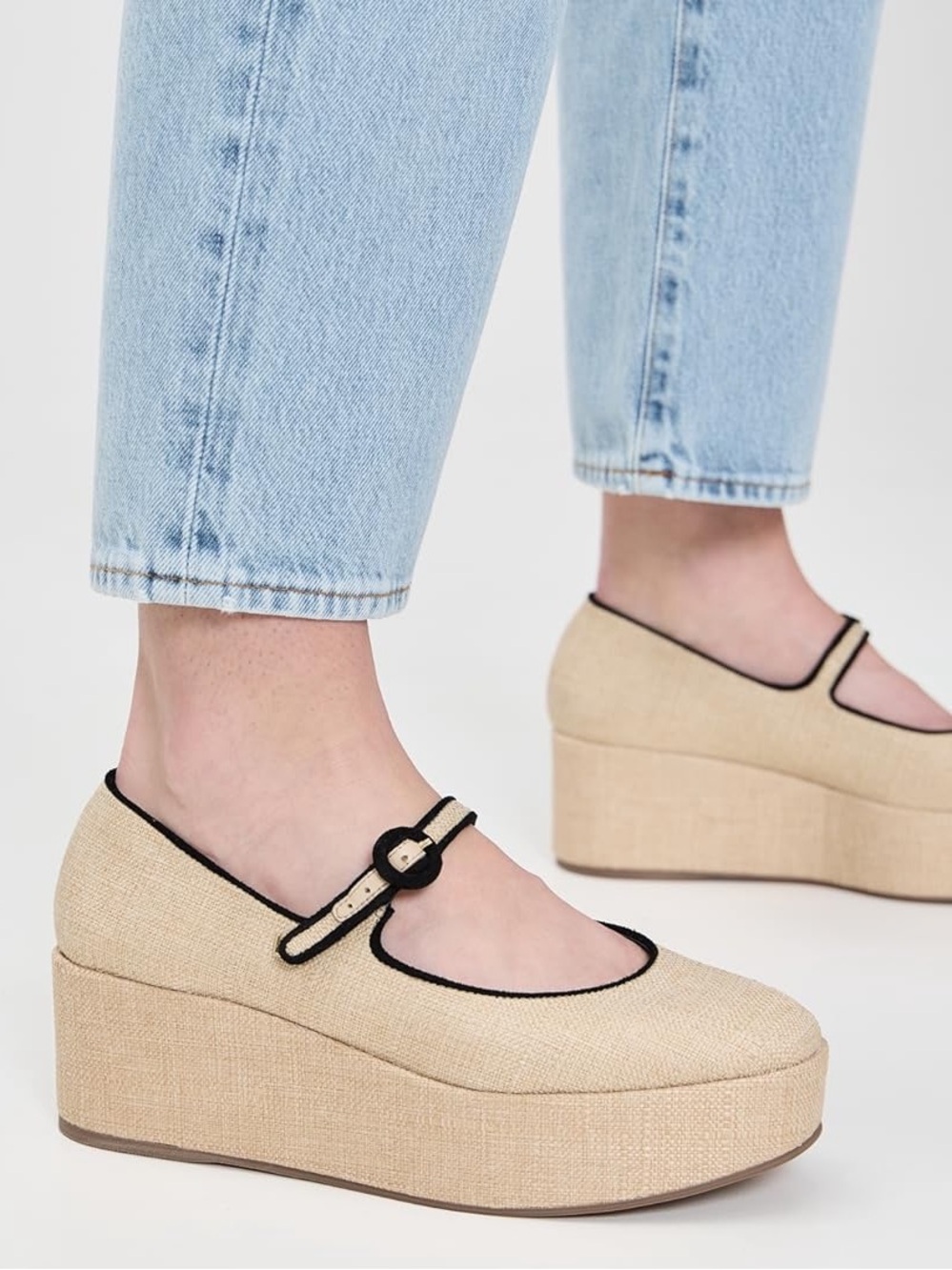 Larroudé Blair Flatforms in Raffia w Leather Trim Size 8.5 NIB - Picture 3 of 16